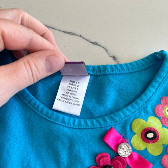 Dolly and Me Blue Floral T-Shirt - Girls Size 8 - Picture 3 of 5